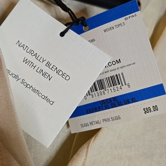 Anne Klein Cream Casual Button Down Shirt - Picture 5 of 5